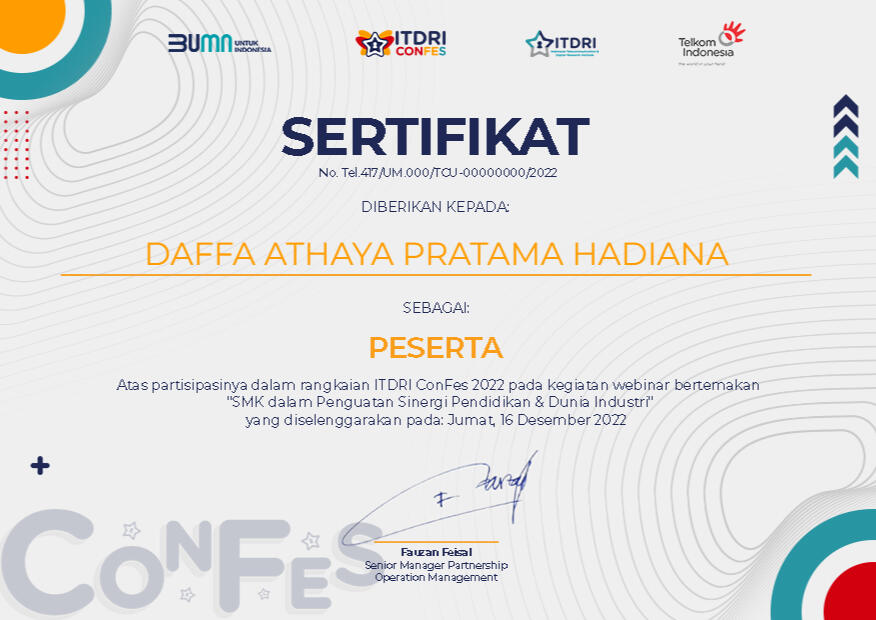 ITDRI ConFes 2022 webinar certificate